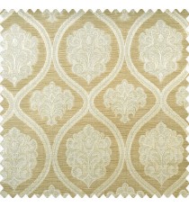 Brown and beige color traditional ogee designs damask pattern horizontal texture lines polyester main curtain